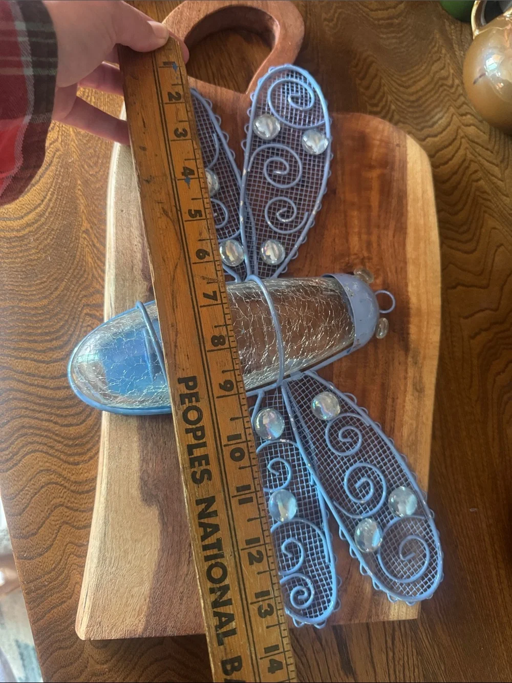 Decorative Metal & crackle glass Dragonfly Wall Accent/garden art